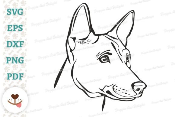Basenji Dog Face SVG Cut File PNG DXF