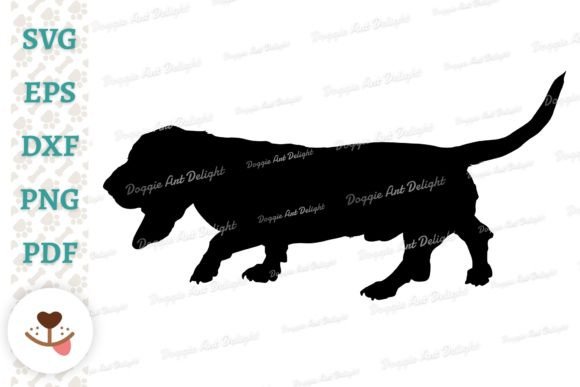 Basset Hound Dog Silhouette SVG PNG DXF