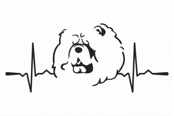 Chow Chow Dog Heartbeat SVG