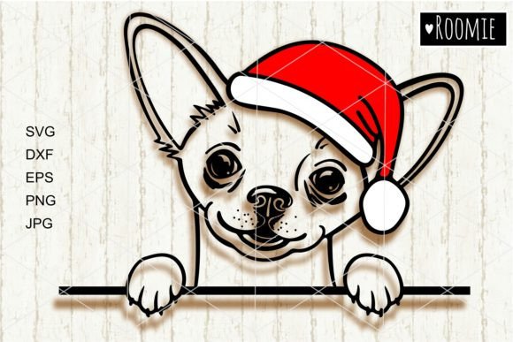Christmas Chihuahua in Santa Hat Svg Dog