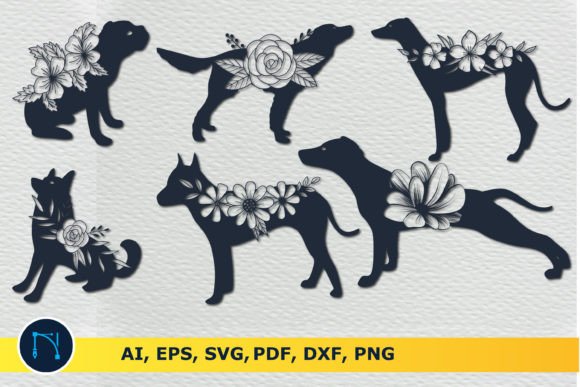 Floral Dog Silhouettes SVG Bundle