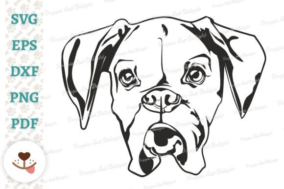 Girl Boxer Dog Face SVG PNG DXF Vector