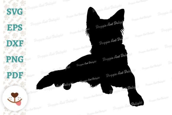 Lying Border Collie Dog Silhouette SVG