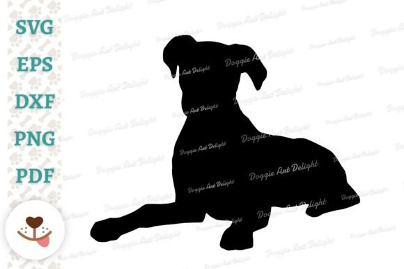 Lying Boxer Dog Silhouette SVG PNG DXF