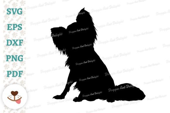Papillon Dog Silhouette SVG PNG Cut File