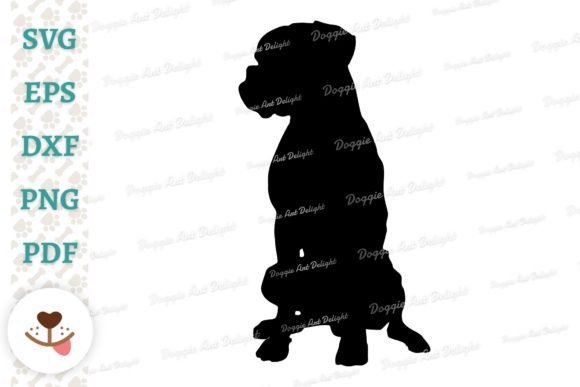 Sitting Boxer Dog Silhouette SVG PNG DXF
