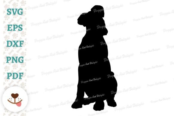 Sitting White Boxer Dog Silhouette SVG
